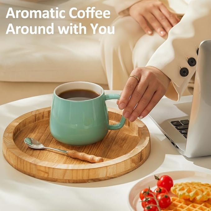 Teocera 16oz Ceramic Coffee Mugs Set of 4 ??Stackable Latte Cups, Microwave, Dishwasher & Oven Safe ??Ideal for Coffee, Cappuccino, Hot Chocolate, Housewarming Gifts, Mint Green