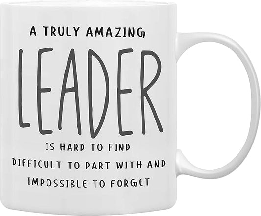 QASHWEY A Truly Amazing Leader is Hard to Find Coffee Mugs Mug,Best Leader Mentor Supervisor Gifts,Inspirational Leadership Double Side Printed Ceramic Mug Cup 11Ounce