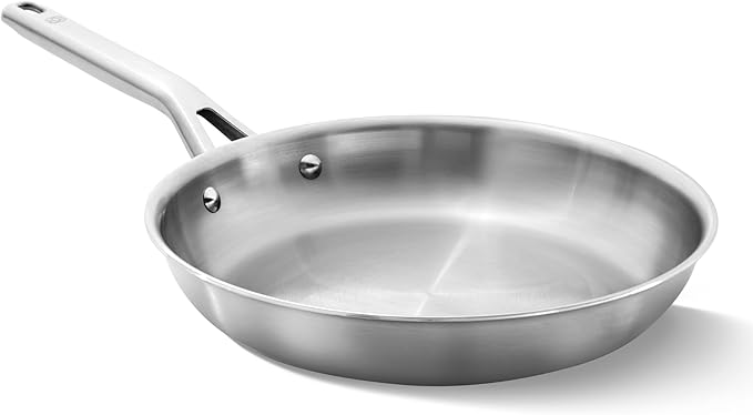 Calphalon Premier Brushed 5-Ply Stainless Steel Cookware w/Turbo Heat Tech 10" Fry Pan, Induction, Oven Safe 450F, Silver