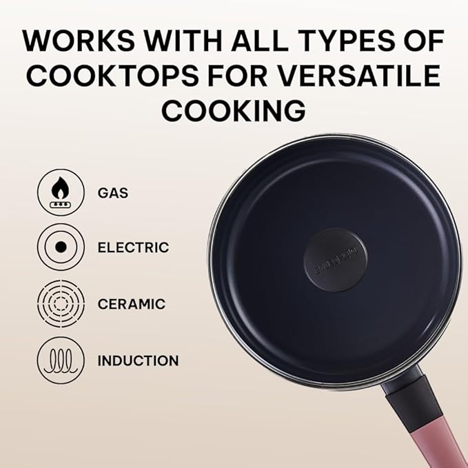 Brabantia Tasty+ 9.5??Nonstick Ceramic Saut챕 Pan with Lid ??PFAS/PFOA/PTFE Free, 2.5 Qt Deep Skillet for Healthy Cooking, Stay-Cool Handle, All Stovetop Safe