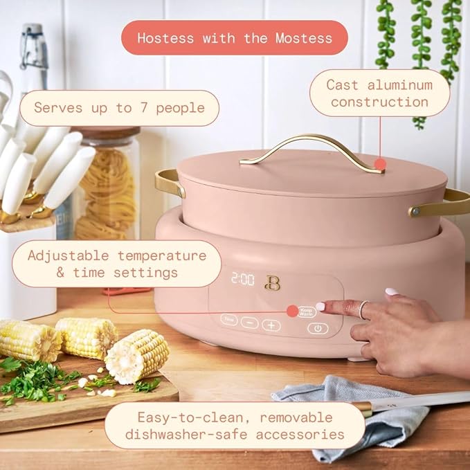 Beautiful 10-in-1 6-Qt Programmable Multi-Cooker with Oven-Safe Pot & 7 Presets ??Slow Cook, Rice, Steam, Saut챕 (Rose)