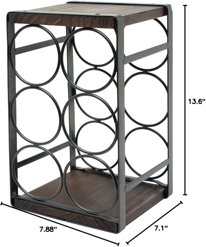 Rustic Wood Countertop Wine Rack 6 Bottles No Need Assembly Brown