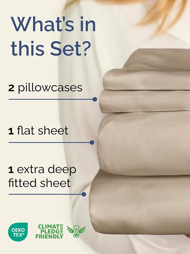 Extra Deep Pocket Full Sheets - 4 Piece Breathable & Cooling Bed Sheets - Hotel Luxury Bed Sheet Set - Soft, Wrinkle Free & Comfy - Easily Fits Extra Deep Mattresses - Deep Pocket Cream Sheets Set