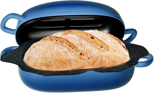 Dutch Oven for Bread Baking - 2.5QT Bread Pans for Homemade Bread with Perforated Non-Stick Silicone Liner Cast Iron Bread Pan Dutch Oven Loaf Pan with Lid and Loop Handles for Homemade Breadmaking
