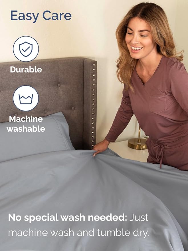 Extra Deep Cal King Sheet Set - 6 Piece Breathable and Cooling Sheets - Hotel Luxury Bed Sheets Set - Easy Fit - Soft, Wrinkle Free and Comfy Sheets Set - Steel Blue Sheet Set with Extra Deep Pockets