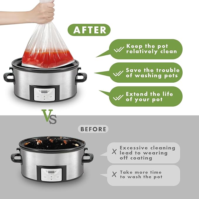 Slow Cooker Liners, 40 Cooking Bags Extra Large Disposable Pot Liner Plastic Bags for 6QT to 10QT Slow Cooker Cooking Pans, 14??x 22?? 40 Liners (2pack)