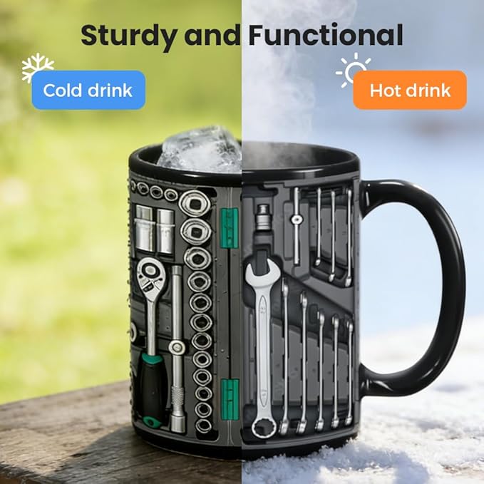 Mechanic Toolbox Mug, 2026 New Unique 3D Mechanic Toolbox Set Coffee Mug, Non-slip Reusable Mug, Suitable as a Gift for Coworkers, Fathers, Renovation Workers (F)