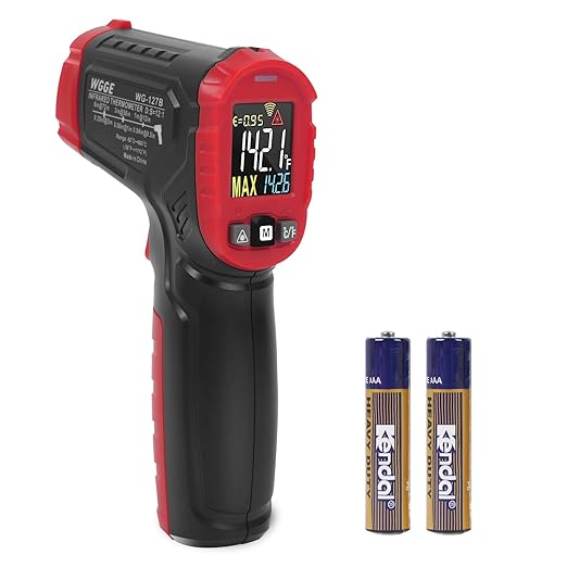 WGGE Infrared Thermometer Gun WG-127B, Digital IR Thermometer for Cooking, Candy, Food, Pizza Oven, Grill & Engine, Temp Reader -58??1112??-50??600?? Non-Contact Temperature Gun (Not for Human)