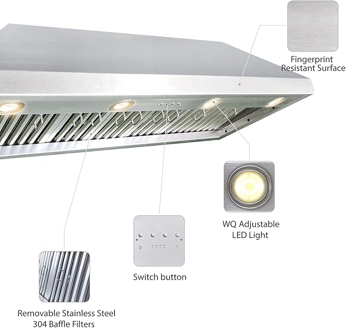 CT Copper Tailor Copper Vent Hood Island Mount,42'' W,42'H, 1150 CFM Exhaust Fan,Stainless Steel Vent,LED Light,Dishwasher-Safe Baffle Filters,Light Hammered-Medium Patina,VH3A