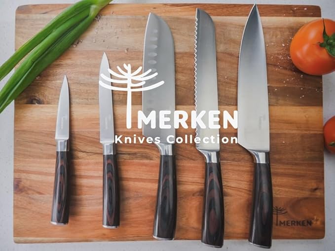 Kitchen Knife Set - 3 Pieces | Chef Knife Set | 8" Chef Knife, 5" Utility, 3.5" Paring | High Carbon Stainless Steel, Ultra Sharp Blades, Ergonomic Pakkawood Handles | Japanese Style Kitchen Knife