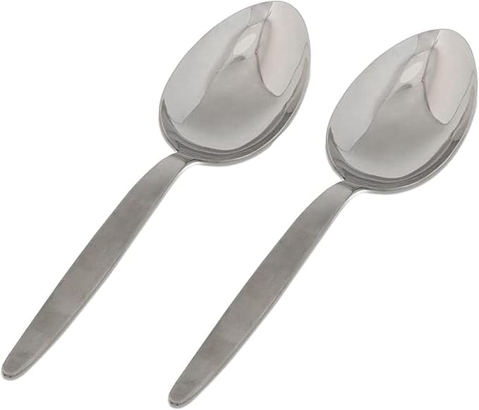 2-Pack Chef Kunz Spoon |18/10 Stainless Steel Serving Spoons | 9 Inch Basting Quenelle Chef Cooking Utensils Dinner Plating Spoon