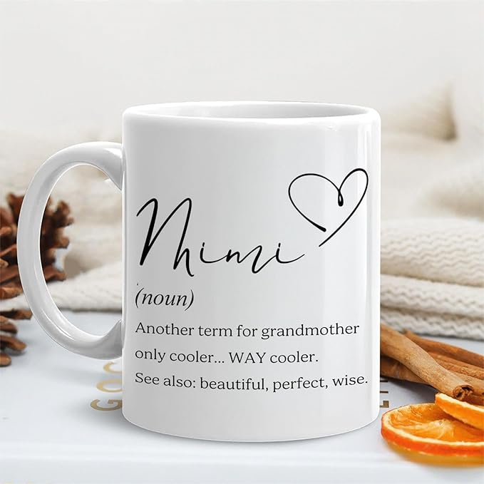 Mimi Grandma Mug, Mimi Gifts for Grandma Coffee Cup Ceramic, Grandmother Gifts from Grandkids for Birthday Christmas Ceramic Coffee Tea Mug 11 oz