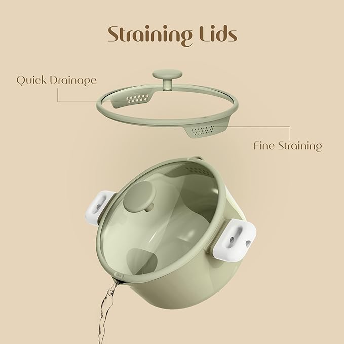 CAROTE Pots and Pans Set Nonstick, Ceramic Cookware Set, Green Cooking Set Kitchen Induction Set with Steamer, PFAS PTFE Free,9 Piece