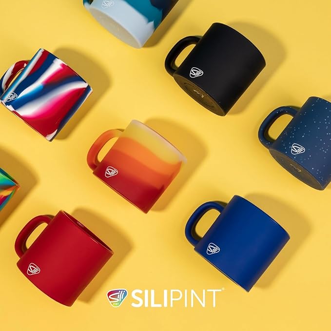 Silipint 16oz Silicone Coffee Mug ??Unbreakable Dishwasher Safe Microwave Oven & Freezer Compatible Travel Mug ??Non-Toxic Reusable Cup for Hot Coffee Tea or Cold Drinks, Classic Red - Pack of 2