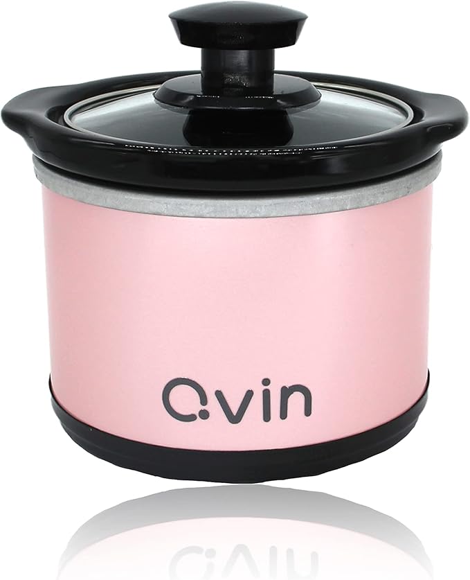 Mini Slow Cooker 0.65qt(20oz) warmer, fondue pot set,chocolate melting pot (stainless steel)??(pink)