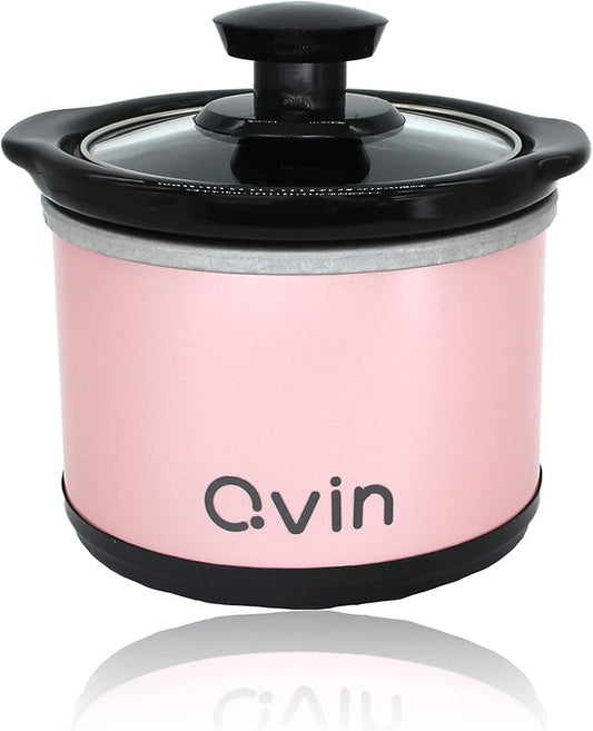 Mini Slow Cooker 0.65qt(20oz) warmer, fondue pot set,chocolate melting pot (stainless steel)??(pink)