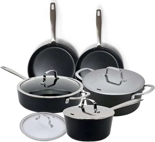 Alva Maestro 9-Piece Ceramic Cookware Set ??Nonstick & No PTFE, PFOA, PFAS for Safe, Healthy Cooking ??Oven & Induction Safe for Fast Even Heat, Effortless Cleanup, Durable Designed to Last