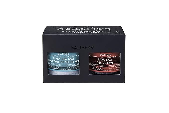 Saltverk Salt Gift Sets - Flaky, Lava, Birch Smoked, Arctic Thyme Sea Salts- Gourmet, Icelandic, Hand Harvested and Sustainably Made - Both 4 pk and 2 pk (3.17 Oz (Pack of 2), Flaky and Lava)