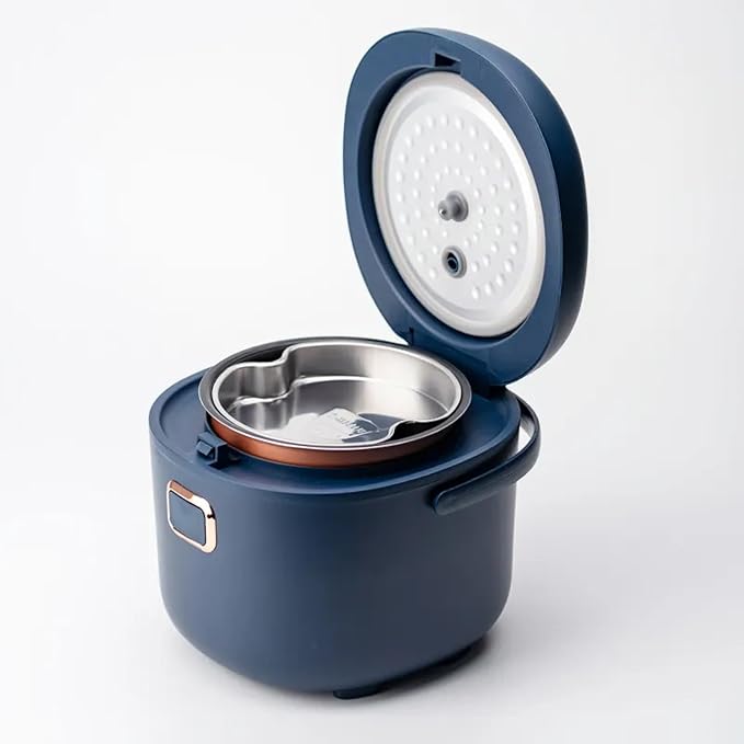 Mini Rice Cooker,2L Portable Travel For Car/Truck/Home,Multicooker 24h Keep Warm,12V/24V/110V Small with Steam Tray(Blue)