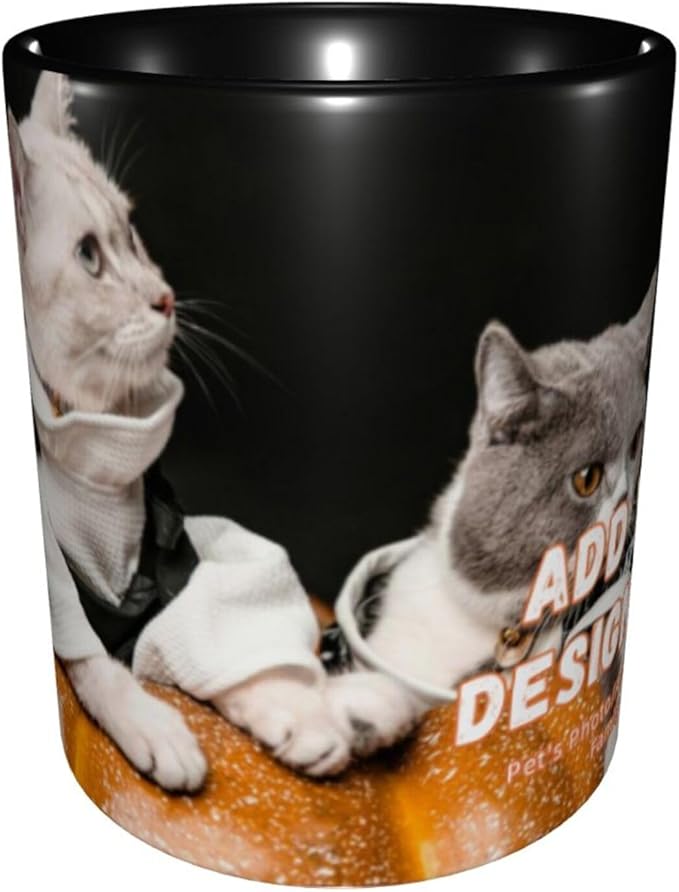 Customizable Mugs and Coffee Cups with Various Creative Designs Customize Your Photos Images Texts Partial or Full-Size Printing (Full-Width, Black)