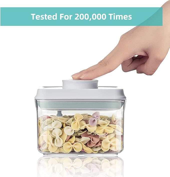 Ankou Airtight Food Storage Container - 0.32 QT 竊?80ml Small Pop Up Food Containers With Lids, Bpa Free Stackable Container for Sugar Tea Candy- 8 Labels - Clear