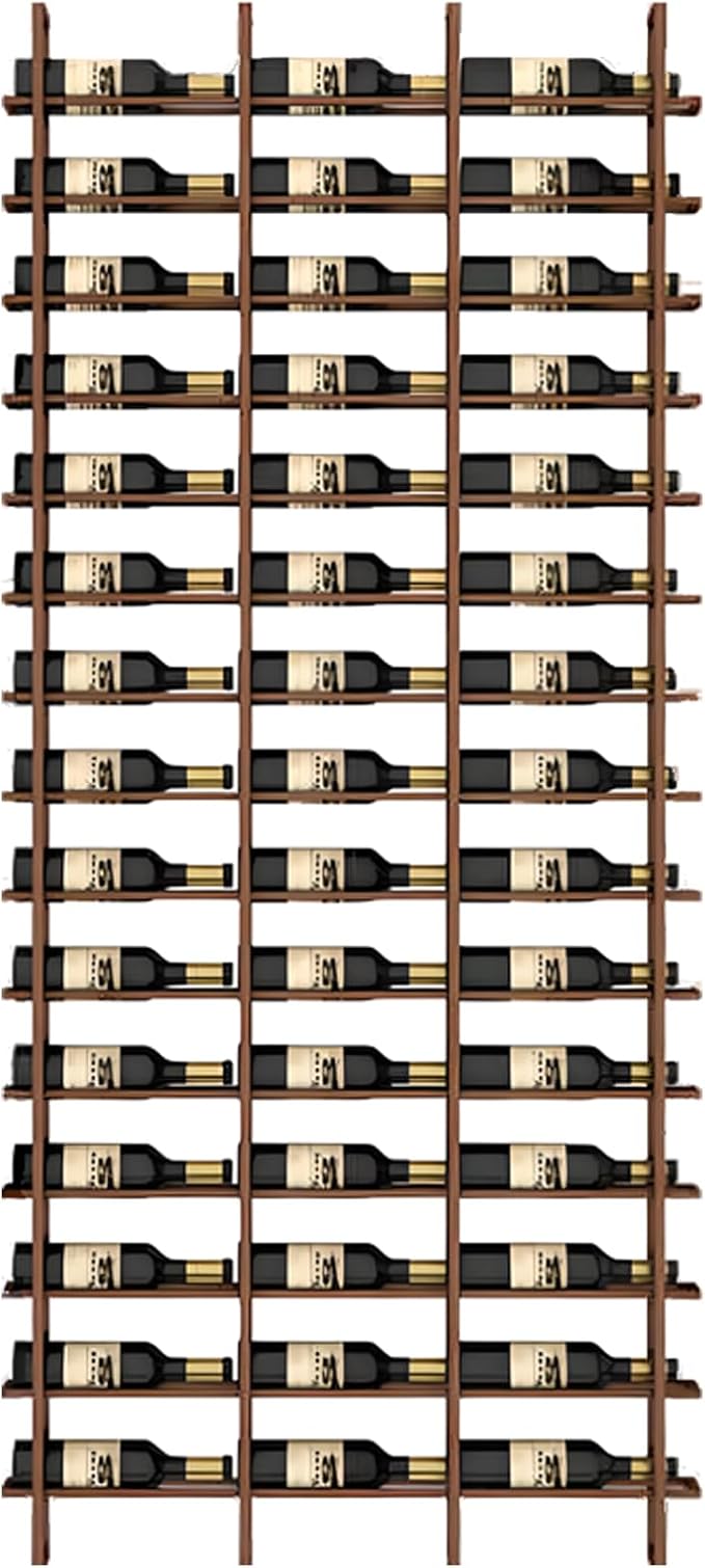 Wall Mounted Wine Rack, H 94.49inch, 16 Rows, Brown 48 Bottle Wine Cellar Racks, Metal Wine Bottle Holder for Home Bar, Wine Kitchen Storage (Brown, 3 Columns竊?8 Bottles竊?