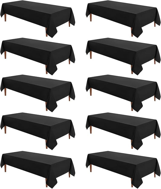 VidaFete Tablecloth 60 * 120inch 10 Pack Rectangle Table Cloth Polyester, Stain Wrinkle Resistant Dining Table Cover for Kitchen Dinning Party Wedding Rectangular Tabletop Buffet Decoration(Black)