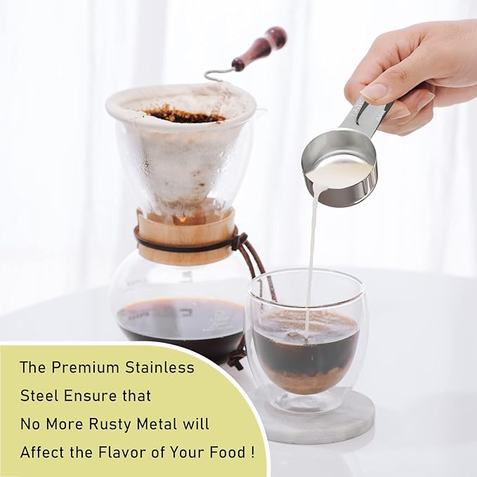 BERYLER 2PCS 1/3Cup (80ml, 2.7oz) Single Measuring Cup, Stainless Steel Measure Scoop, Metric and US Measurement, Dishwasher Safe