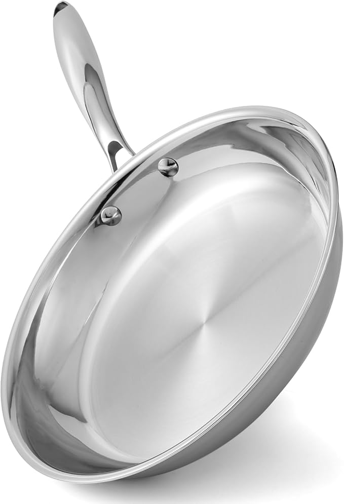Stainless Steel Pan竊똍on-Toxic PFAS, PFOA & PTFE Free, Compatible With All Cooktops & Induction Safe, Oven Safe Pan for Searing & Saut챕ing, Long Lasting Cookware. (10 Inch)