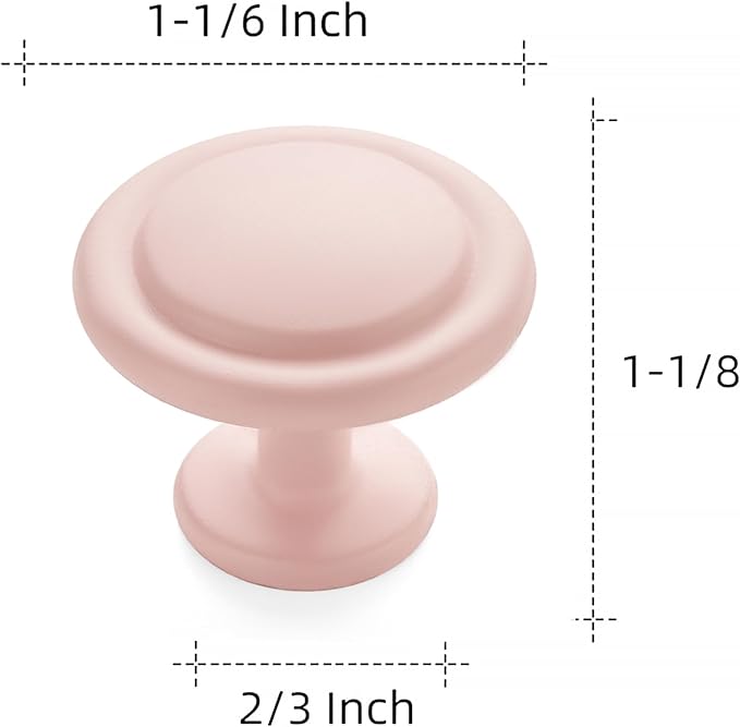 Ravinte 10 Pack 1-1/4 Inch Kitchen Cabinet Knobs Pink Frosted Zinc Pulls Door Handles for Dresser Drawers