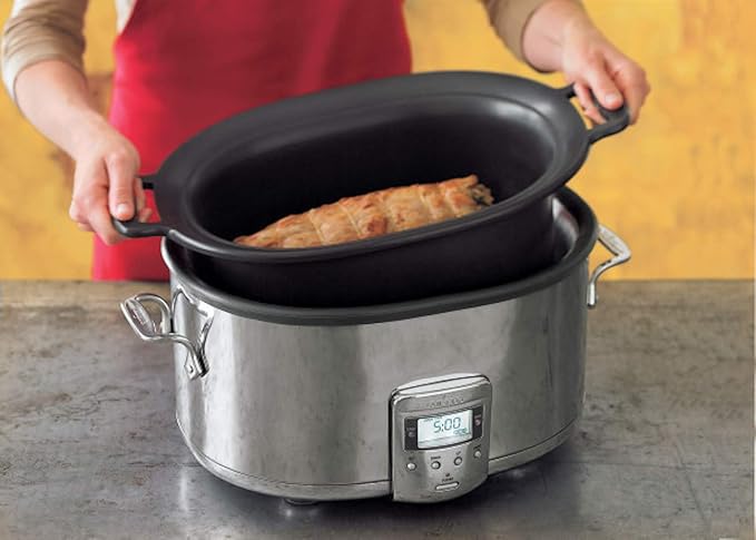 All-Clad Stainless Steel Electric Slow Cooker 7-Quart, Programmable LCD Timer, Aluminum Insert, Slow Cookers, Small Kitchen Appliances, Silver