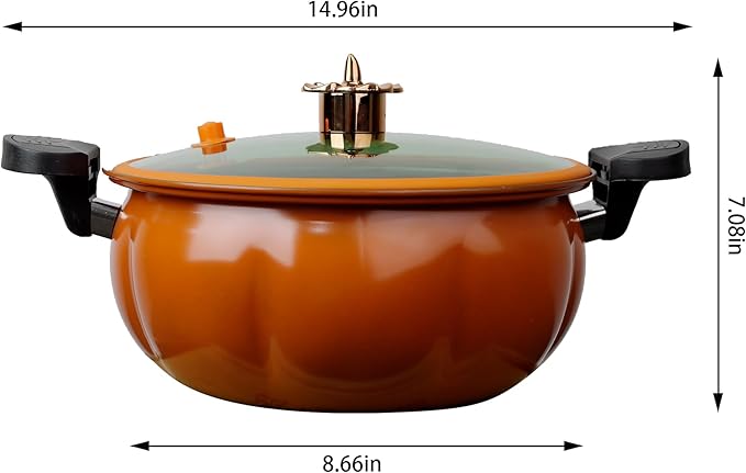 8l/2.11gal stainless steel pressure cooker,ollas de presi처n para cocinar,Non-Stick Pumpkin Shaped Soup Pot, Multi-Function Micro Pressure Cooker,Anti-Explosion Safe,Heat-Resistant & Anti-Scald