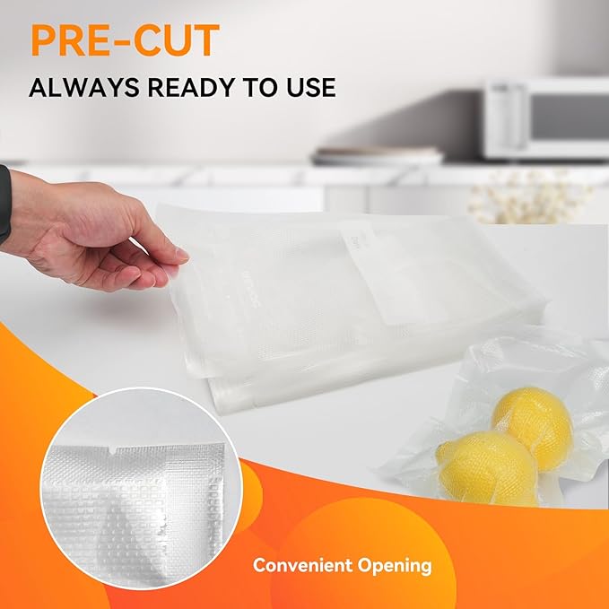 Wevac 6??x 10??200 Count Food Vacuum Sealer Bags Keeper, PreCut Pint, Ideal for Food Saver, BPA Free, Commercial Grade, Great for storage, meal prep and Sous Vide