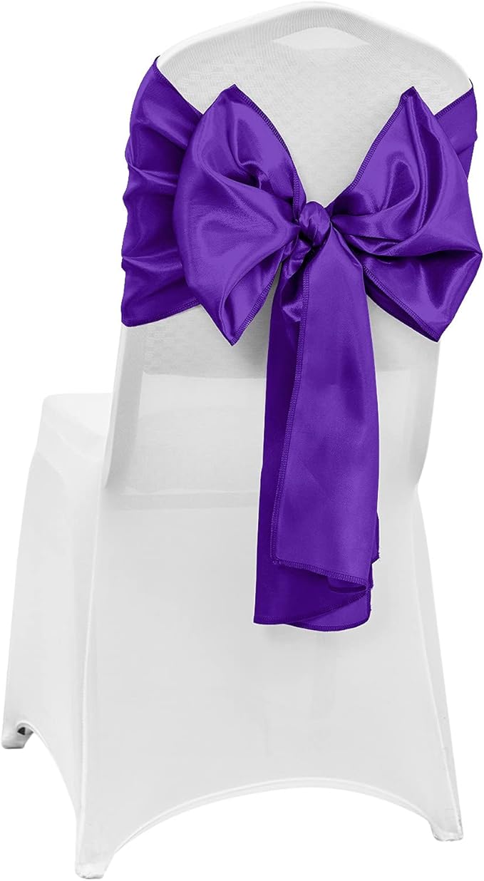 4-Pack Purple Satin Table Runner 12 x 108 Inch Long Bright and Smooth Silk Fabric Table Runner for Wedding Banquet Birthday Party Decoration