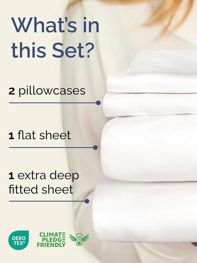 Extra Deep Pocket King Sheets - 4 Piece Breathable & Cooling Bed Sheets - Hotel Luxury Bed Sheet Set - Soft, Wrinkle Free & Comfy - Easily Fits Extra Deep Mattresses - Deep Pocket Antique White Sheets