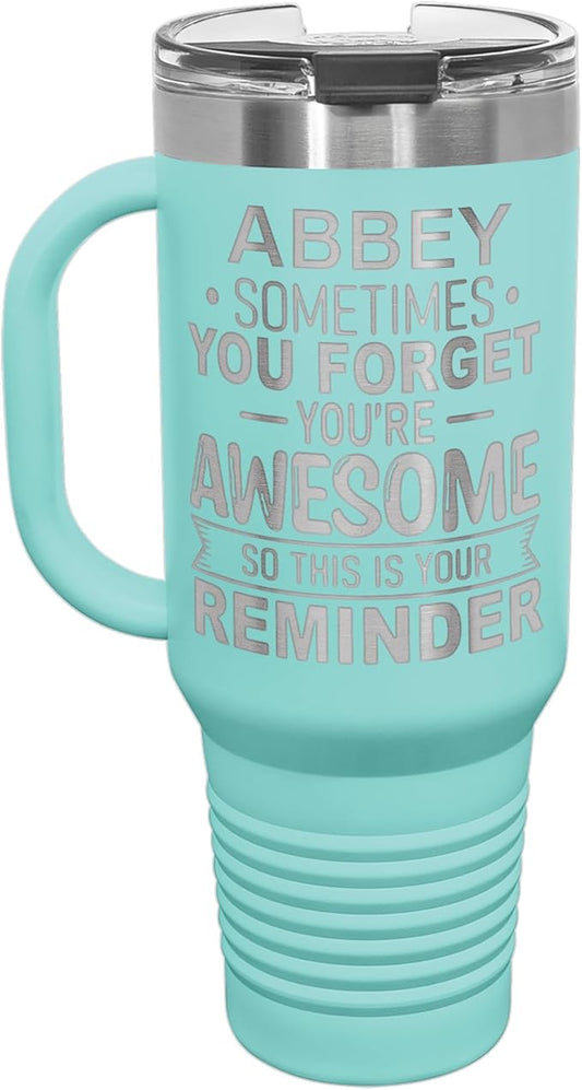 Personalized Inspirational Tumbler, Inspirational Gifts for Men Dad Father Wife Sister Women, Custom Birthday For Him Her, Customized You?셱e Awesome Tumbler, Teacher Coworker Gifts 40oz Teal