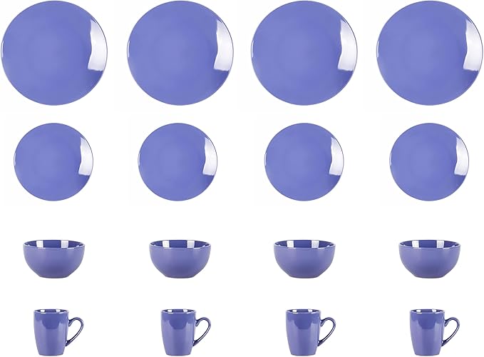 Color Wave Stoneware 16pc Dinnerware Set, Light Blue