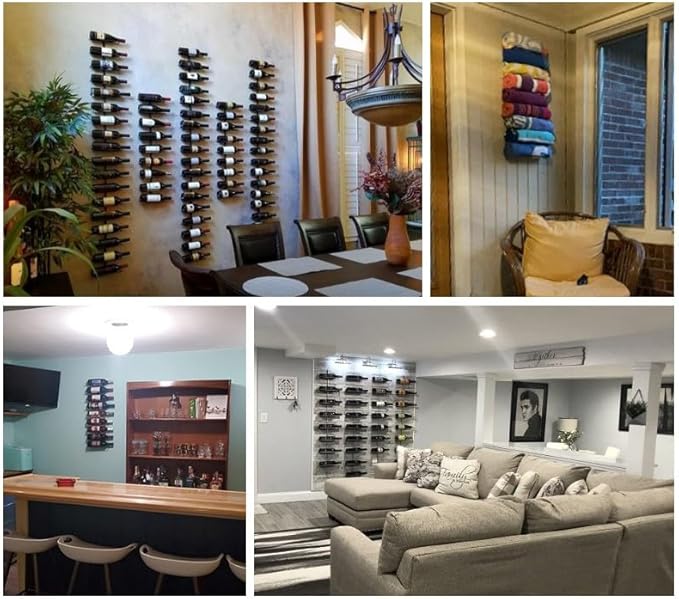 Sorbus Wall Mount Wine Rack ??Holds 9 Bottles ??Black Metal Wine Bottle Holder for Wall, Modern Wine Rack for Home Bar, Kitchen