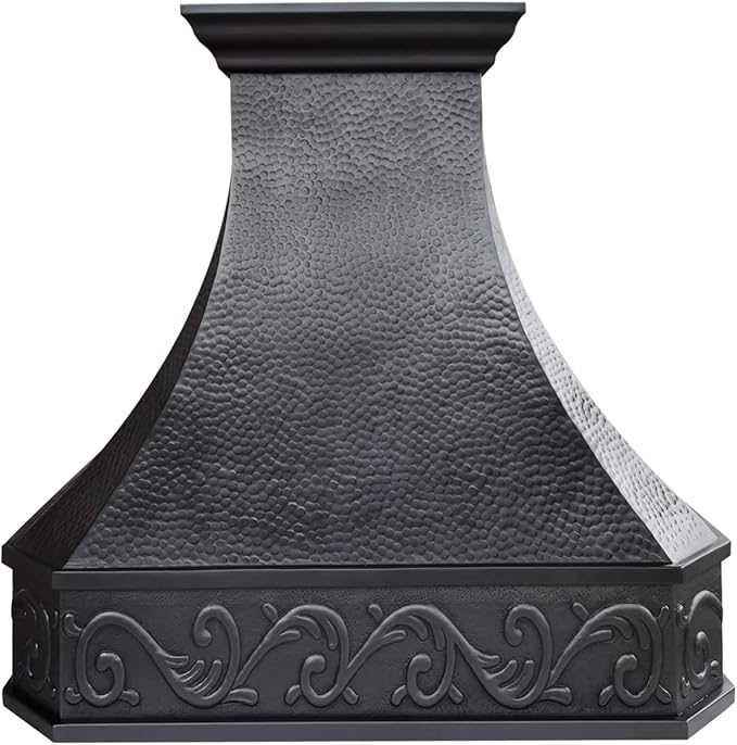 CT Copper Tailor Copper Vent Hood Wall Mount,42'' W,36''H, 1150 CFM Exhaust Fan,Stainless Steel Vent,LED Light,Dishwasher-Safe Baffle Filters,Heavy Hammered-Dark Patina,VH3A