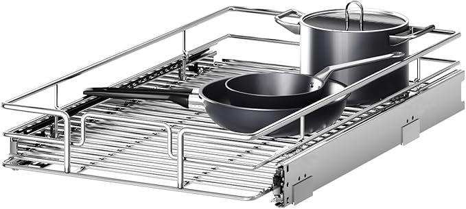 Pull Out Cabinet Organizer 11쩍" W x 21쩍" D, Heavy Duty Cabinet Pull Out Shelves, Slide Out Drawers Organization for Kitchen Cabinets Bathroom