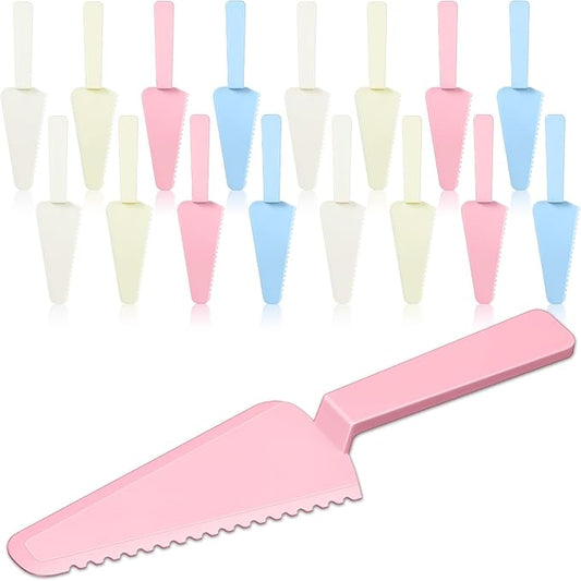 Suclain Disposable Cake Knife 9.1 Inch Plastic Cake Server Cutting Plastic Spatula Knives Pie Pizza Pastry Slicer Serving Utensils for Kitchen Wedding (16 Pieces,Pastel)
