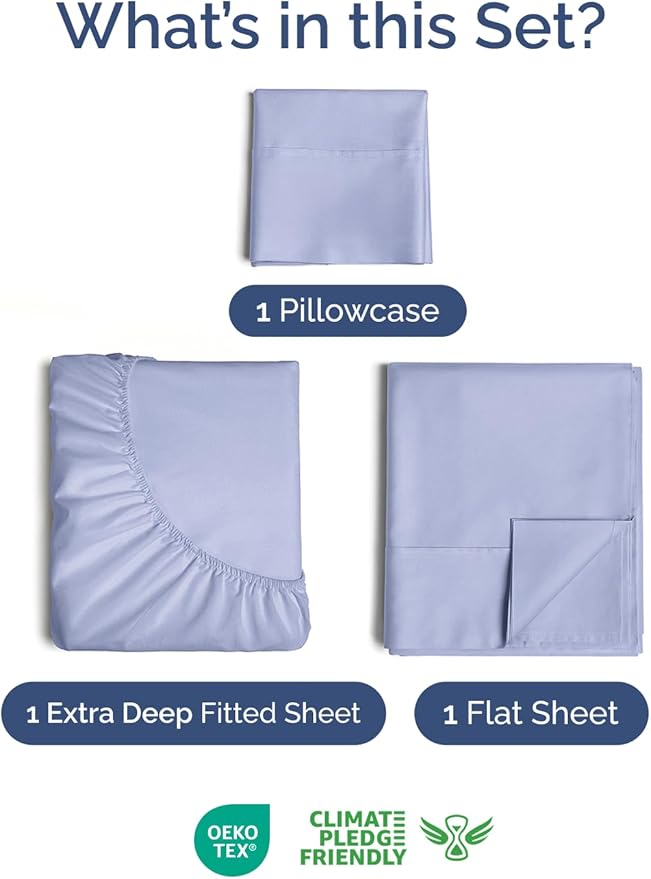 Extra Deep Pocket Twin Sheets - 3 Piece Breathable & Cooling Bed Sheets - Hotel Luxury Bed Sheet Set - Soft, Wrinkle Free & Comfy - Easily Fits Extra Deep Mattresses - Deep Pocket Lavender Sheets Set