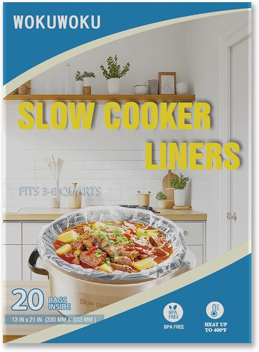 Slow Cooker Liners, 13??x 21??20 Cooking Bags, Large Disposable Pot Liners, Fits 3QT to 8QT Slow Cooker Cooking Plates, Multi-Purpose Durable Liner Plastic Bags, BPA Free (1 Pack)