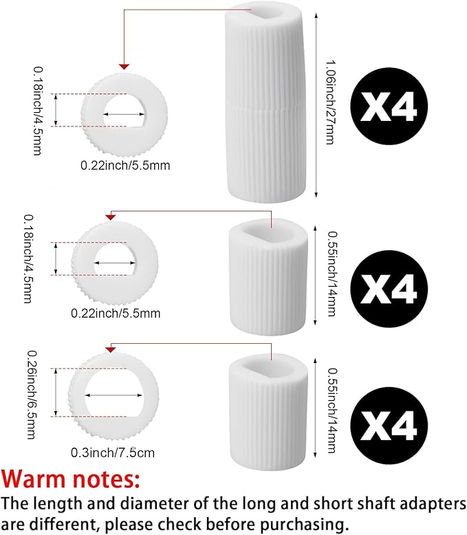 Jetec 4 Pack Control Knobs Replacement with 12 Adapters for Oven/Stove/Range, Please Check Carefully Whether The Dimensions in Figure Match(White)