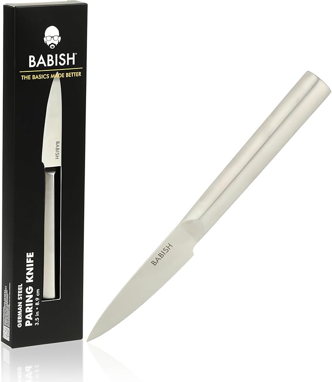 Babish 1.4116 German Stainless Steel Paring Knife ??3.5-Inch Precision Kitchen Knife for Peeling, Trimming & Prep Work, Full-Tang Blade