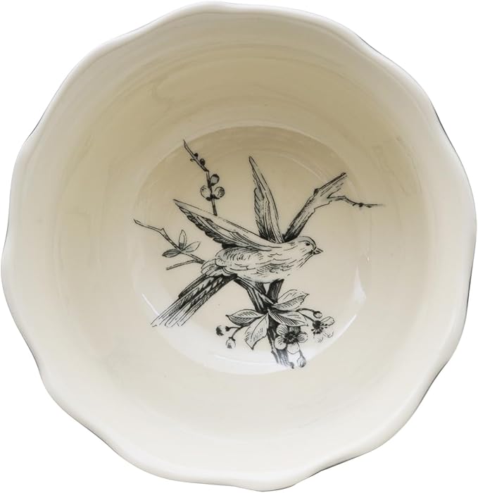 222 Fifth Adelaide 16-Piece Casual Grey Porcelain Dinnerware Set ??Service for 4, Classic Toile Bird & Floral Design, Microwave & Dishwasher Safe, for Everyday Dining & Entertainment