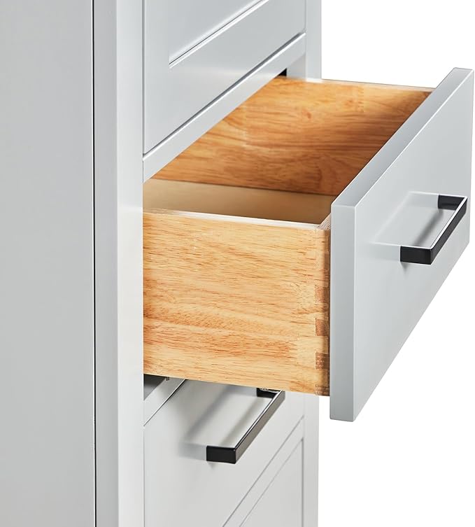 ARIEL Hepburn Bathroom Storage Cabinet - Solid Hevea Wood and Fully Assembled for Long-Lasting Durability and Sophisticated Finish, Freestanding Linen Bathroom Cabinet - 65?쒱 x 20?쓂 x 16?쒭, Grey