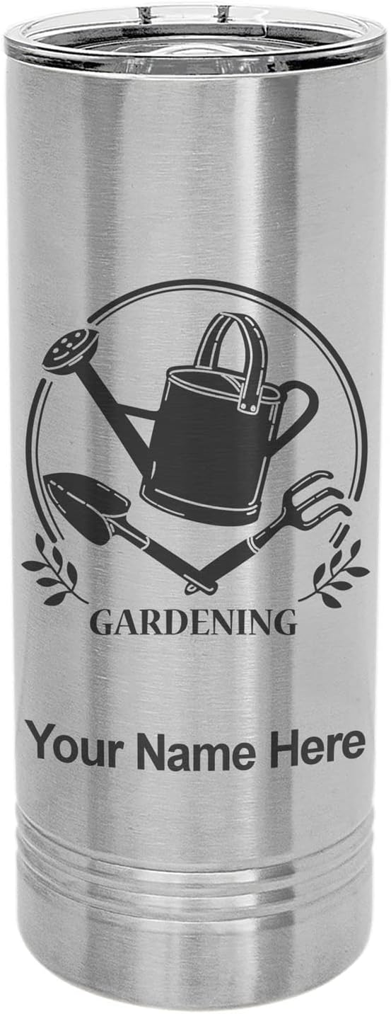 LaserGram 22oz Vacuum Insulated Skinny Tumbler, Gardening, Personalized Engraving Included (Stainless Steel)