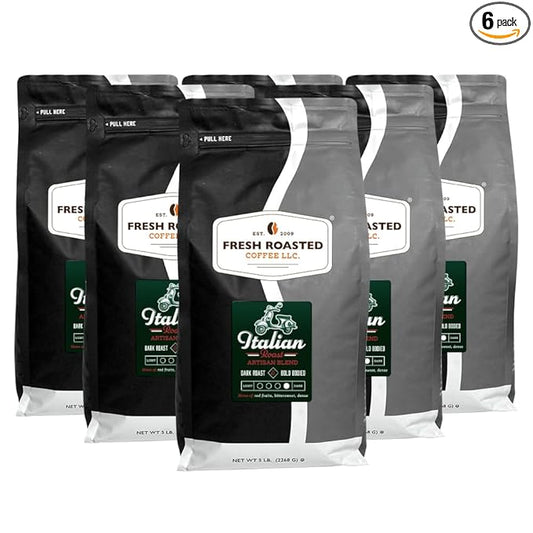 Fresh Roasted Coffee, Italian Roast, 30 lb, Dark Roast, Kosher, Whole Bean