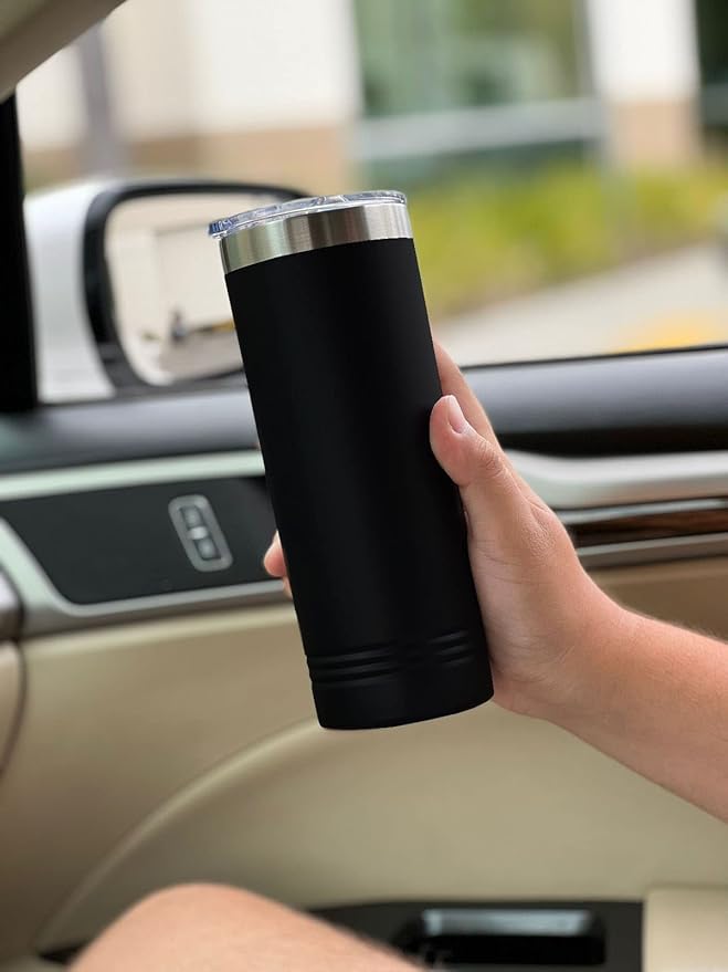LaserGram 22oz Vacuum Insulated Skinny Tumbler, Gardening, Personalized Engraving Included (Black)